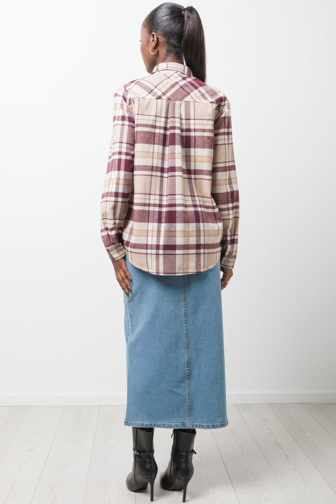 Flannel Check Shirt Burgundy (2)