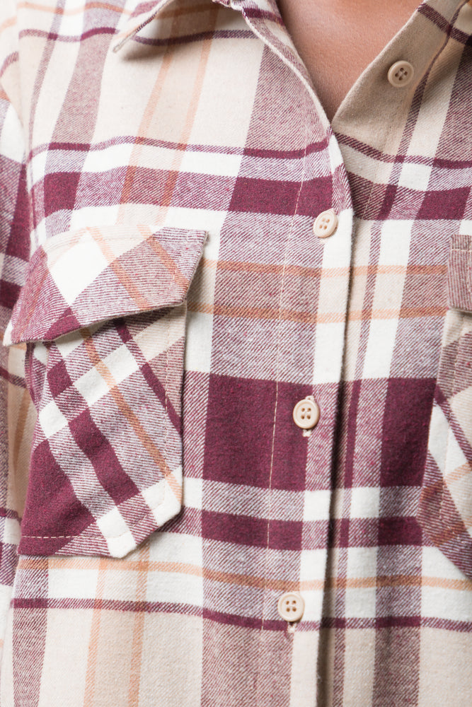 Flannel Check Shirt Burgundy (3)