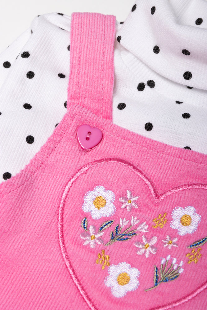Corduroy Pinafore Set Pink