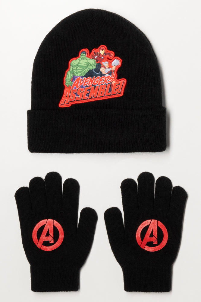 Avengers Beanie And Gloves Set Black