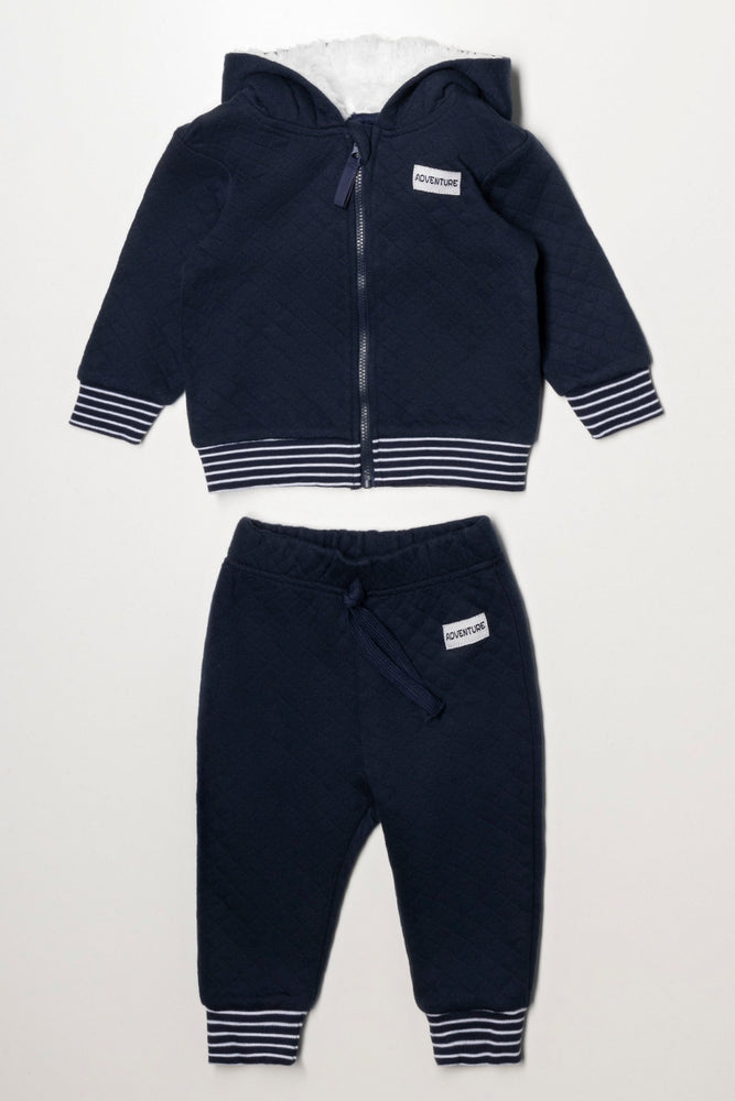 Quilted Hooded Tracksuit Navy