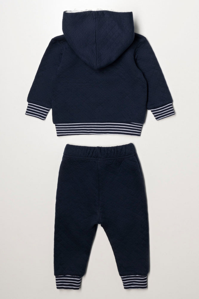 Quilted Hooded Tracksuit Navy (3)