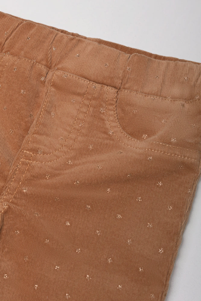 Glitter Corduroy Jeggings Natural