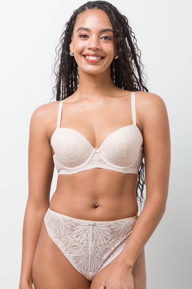2 Pack Lace Balconette Bras Burgundy And Natural