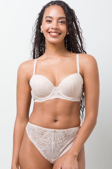2 Pack Lace Balconette Bras Burgundy And Natural