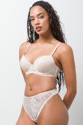 2 Pack Lace Balconette Bras Burgundy And Natural (2)