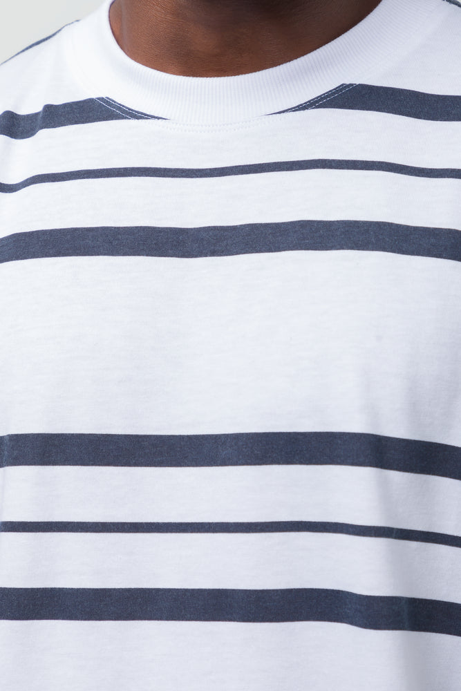 Stripe Short Sleeve T-Shirt Navy And White (3)
