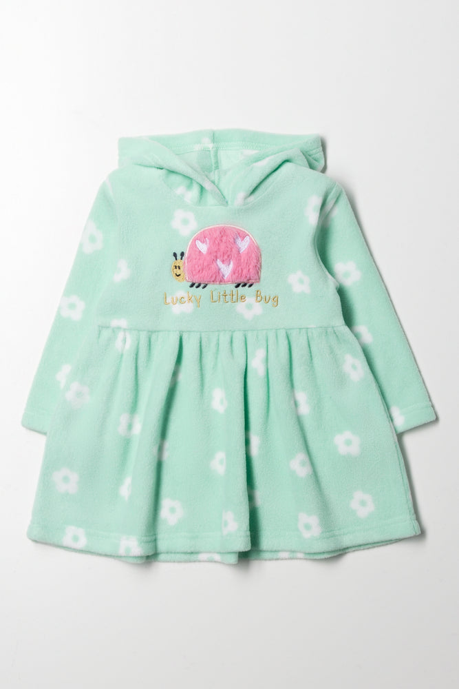 Fleece Hooded Dress Light Green