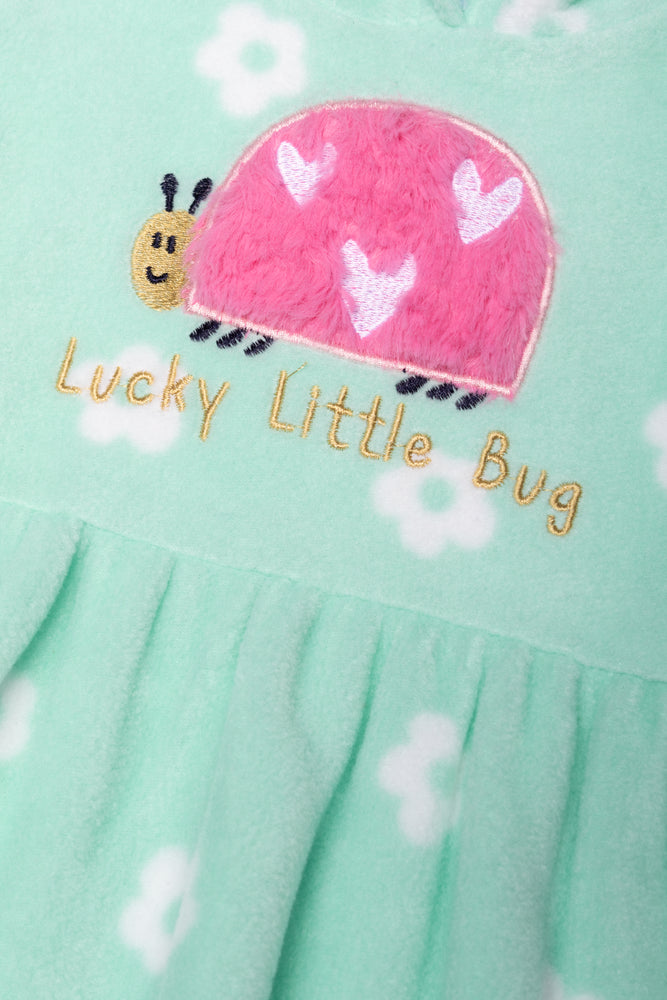 Fleece Hooded Dress Light Green