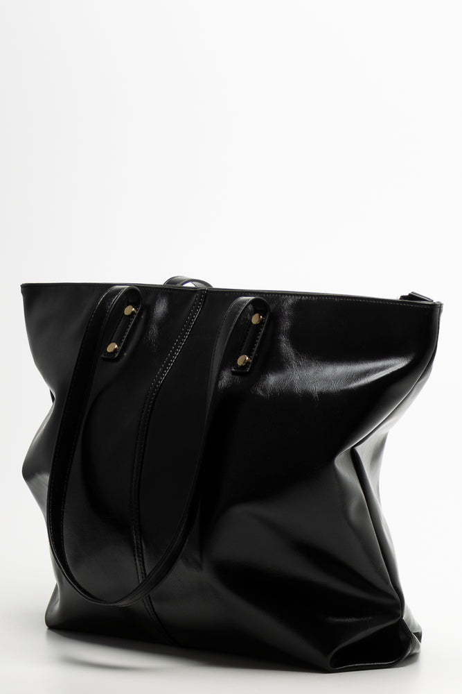 Large Patent Tote Bag Black