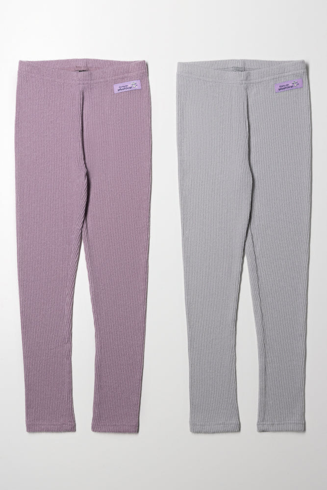 2 Pack Leggings Grey And Purple