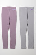 2 Pack Leggings Grey And Purple
