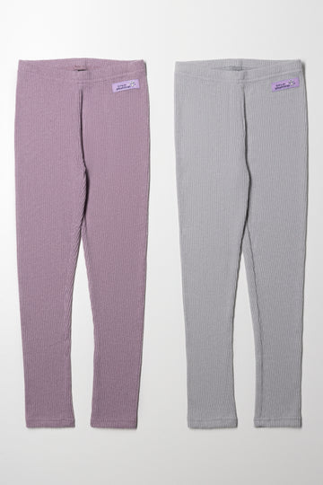2 Pack Leggings Grey And Purple