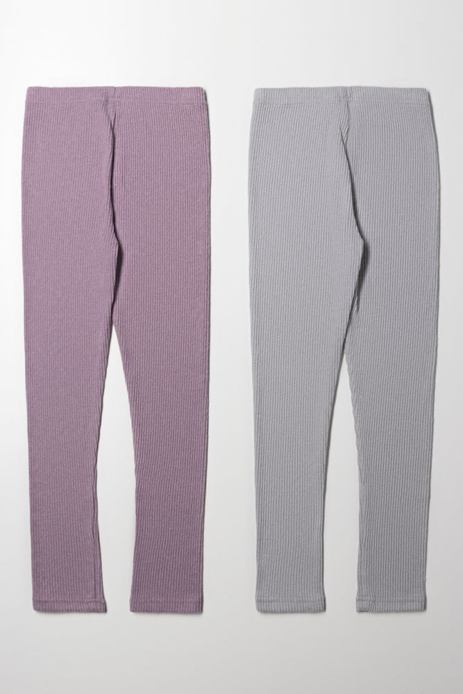 2 Pack Leggings Grey And Purple (2)