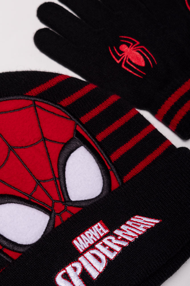 Spider-Man 2 Piece Hat Set Black