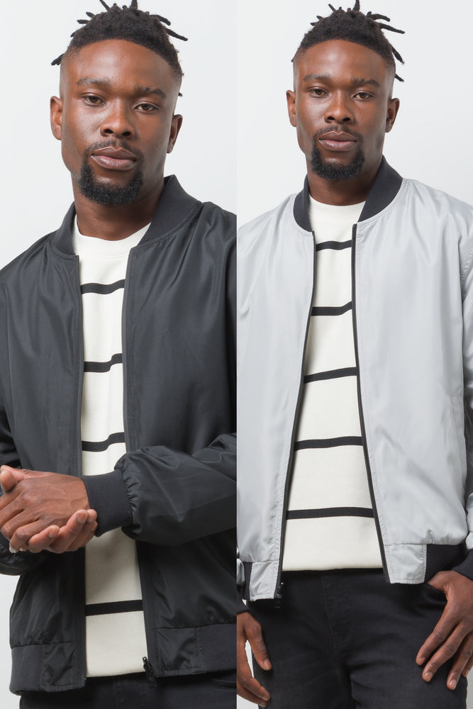 Reversible Bomber Jacket Black And Grey