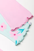 2 Pack Floral Flare Leggings Green And Pink (1)