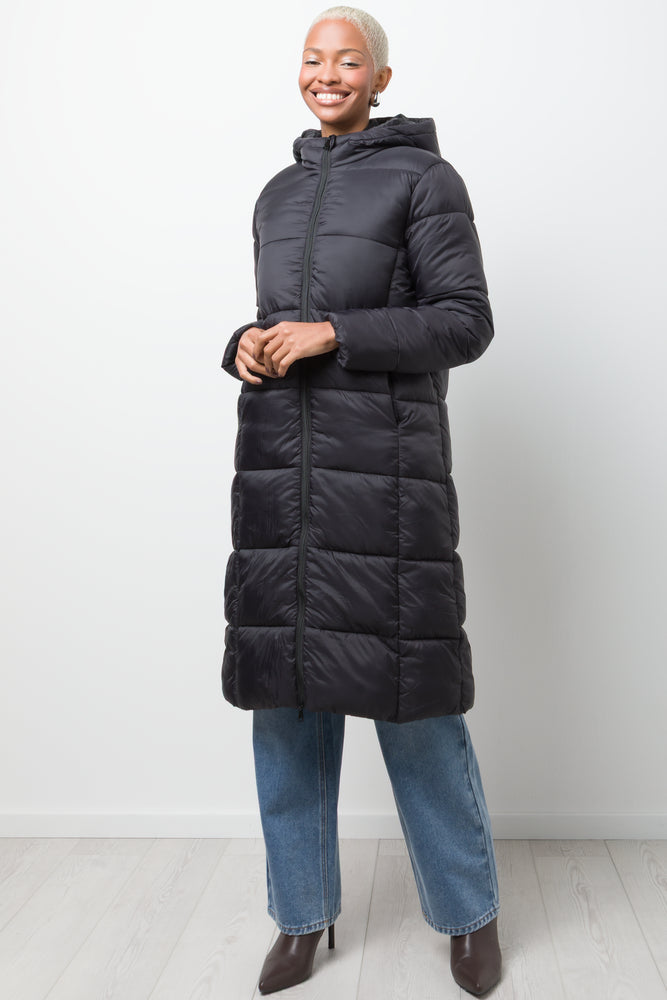 Extra Long Puffer Jacket Black