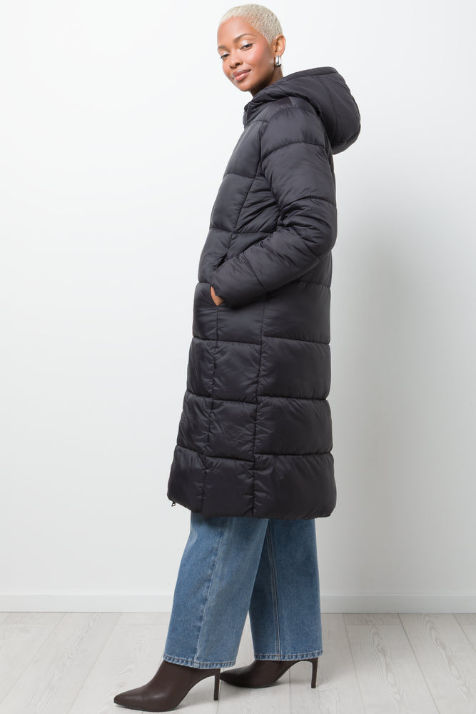 Extra Long Puffer Jacket Black