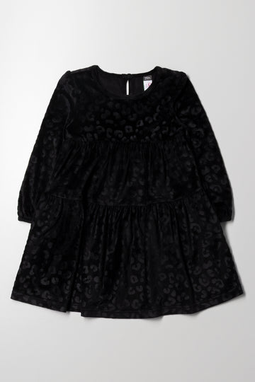 Animal Velour Dress Black