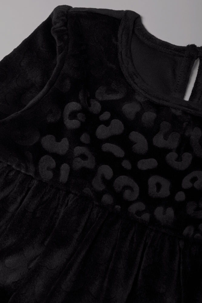 Animal Velour Dress Black (1)