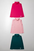 3 Pack Floral Polonecks Pink And Green