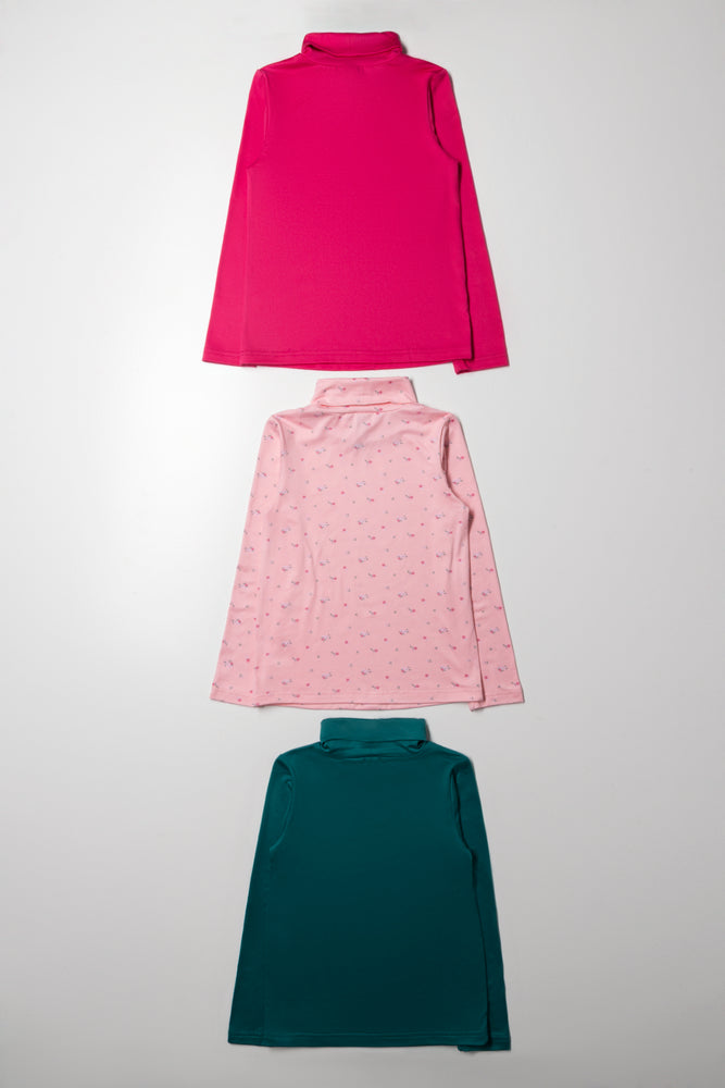 3 Pack Floral Polonecks Pink And Green (2)
