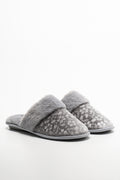 Embossed Velvet Slippers Grey