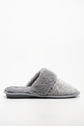 Embossed Velvet Slippers Grey (1)