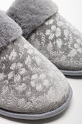 Embossed Velvet Slippers Grey (2)