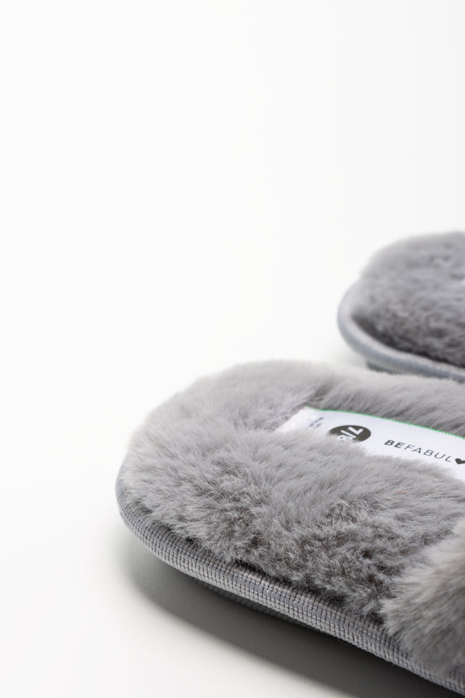 Embossed Velvet Slippers Grey (3)