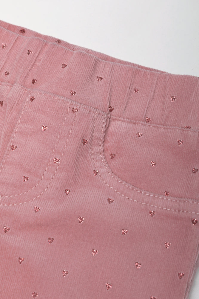 Glitter Corduroy Jeggings Pink
