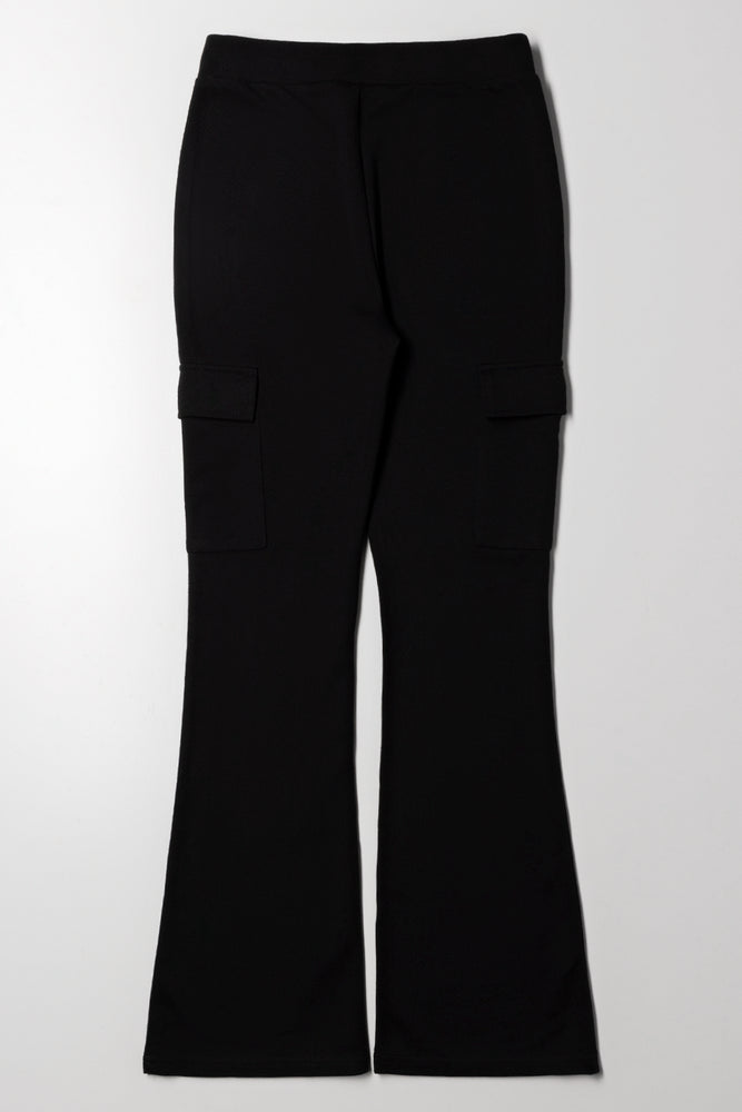 Cargo Flare Leggings Black (3)