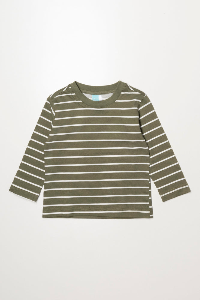Stripe Long Sleeve T-Shirt Natural And Green