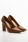 Block Heel Court Shoe Natural