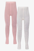 2 Pack Tights Pink And Cream