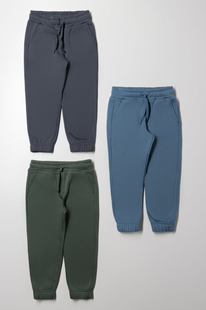 3 Pack Trackpants Green, Charcoal & Blue