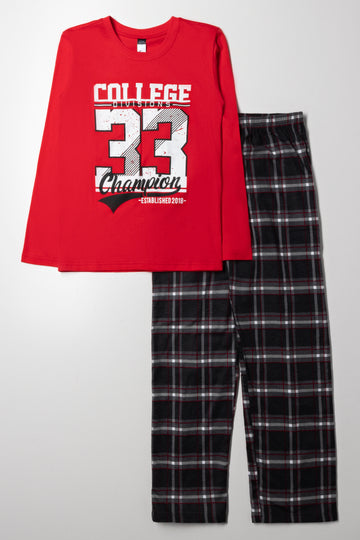 Long Sleeve Pyjama Red & Black