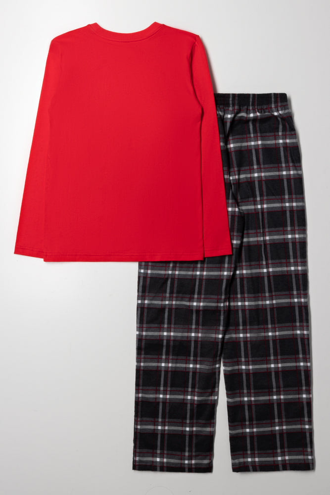 Long Sleeve Pyjama Red & Black (3)