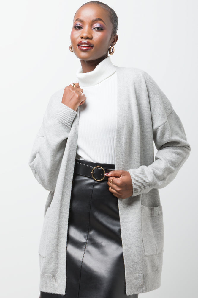 Mid Length Cardigan Grey