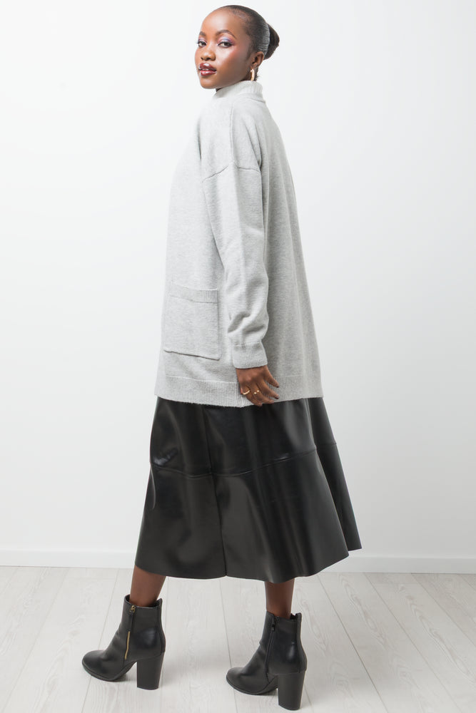 Mid Length Cardigan Grey (2)