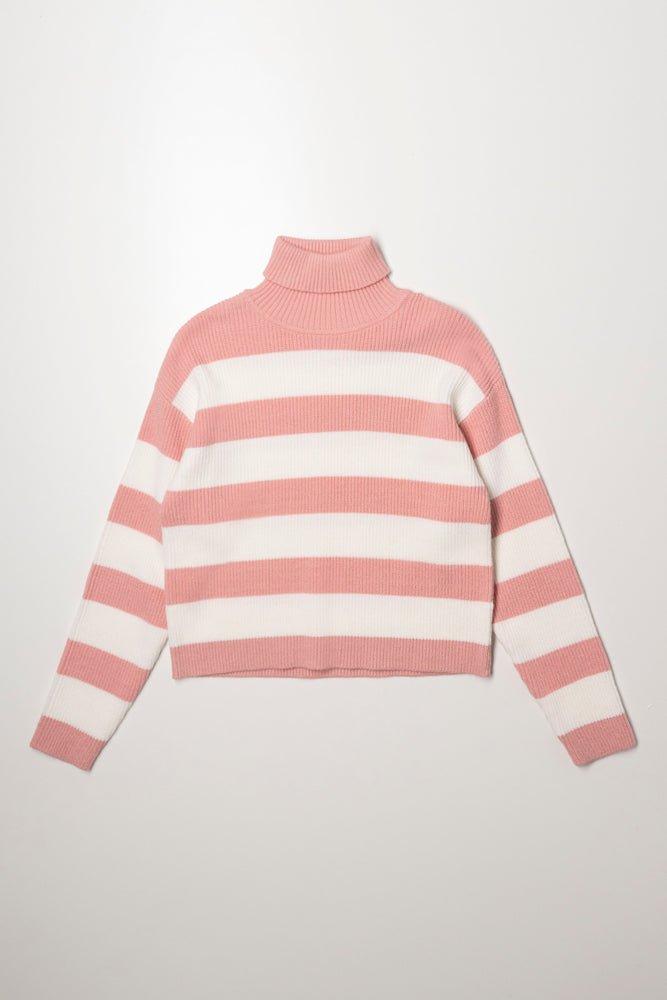 Poloneck Pink And White