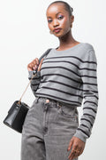 Stripe Long Sleeve Jersey Dark Grey And Black