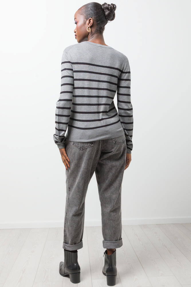 Stripe Long Sleeve Jersey Dark Grey And Black (2)