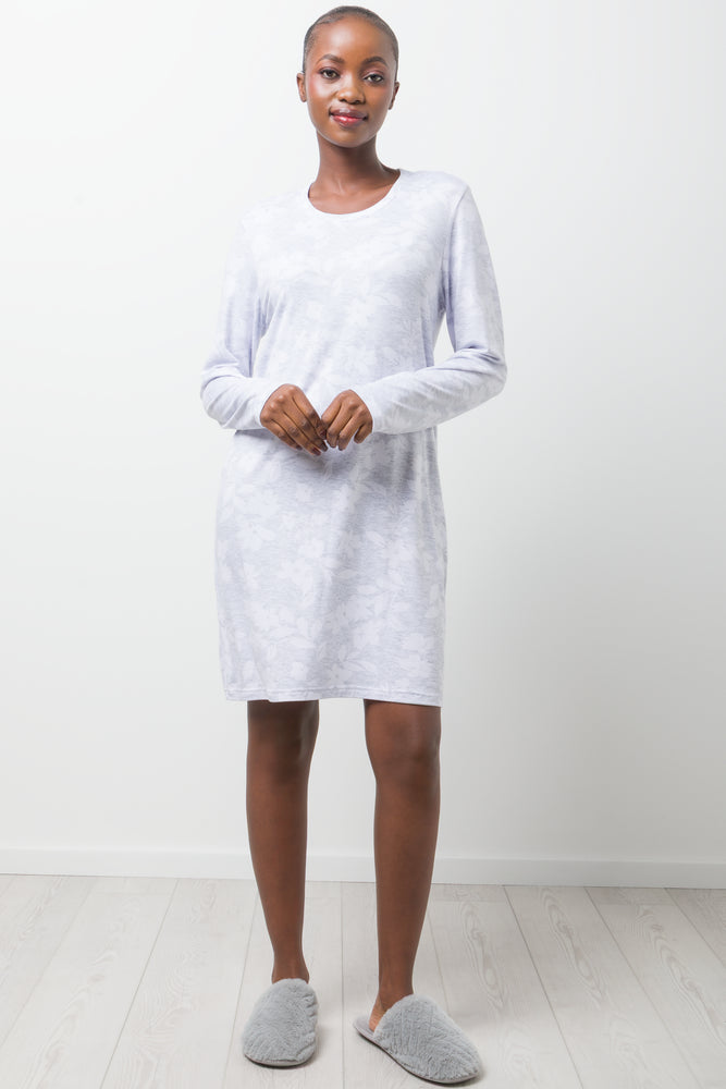 Floral Sleepshirt Light Grey