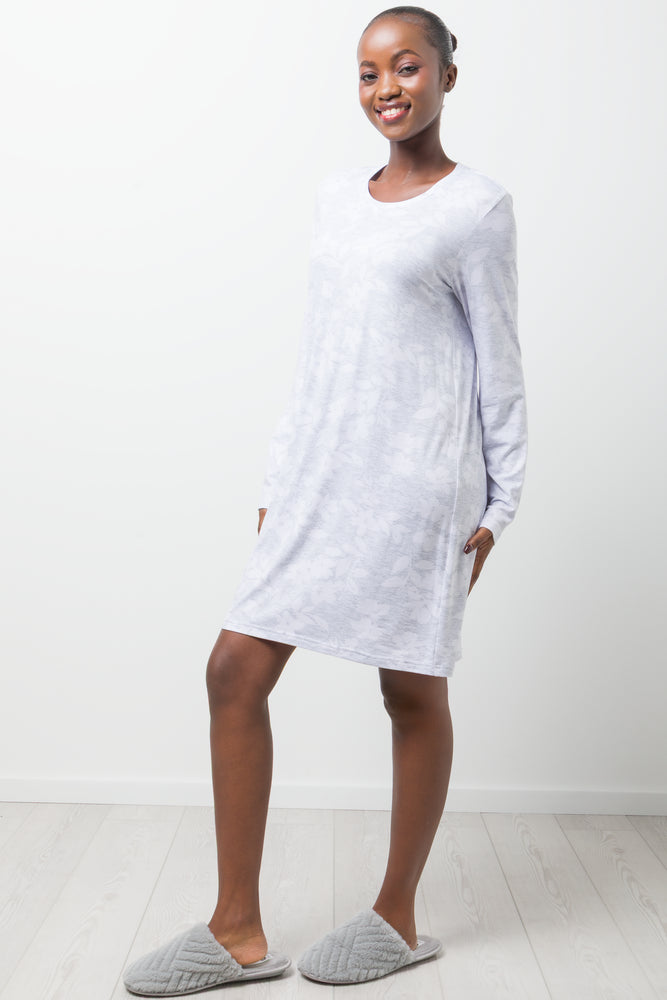 Floral Sleepshirt Light Grey