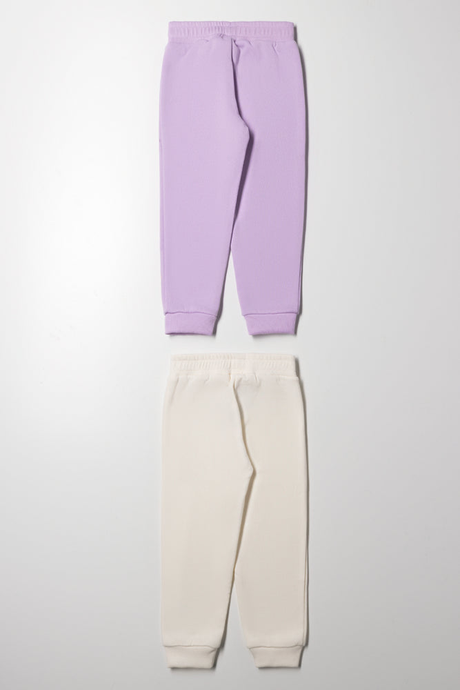 Barbie 2 Pack Trackpants Cream And Purple (2)