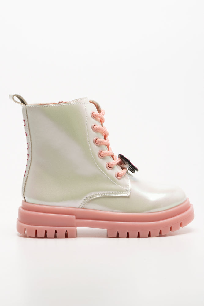 Barbie Lace Up Boots White