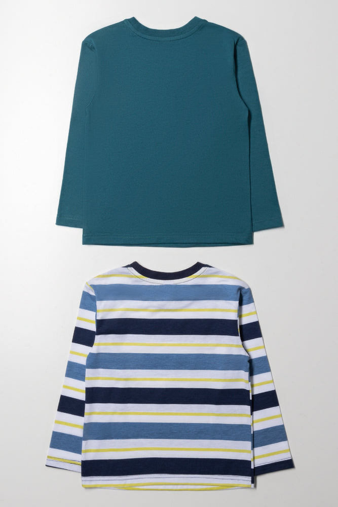 Dino 2 Pack Long Sleeve T-Shirt Blue (3)
