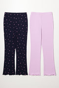 2 Pack Flare Leggings Navy And Lilac (2)